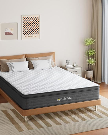 Queen Mattress, 12 INCH Queen Size Hybrid Mattress in a Box with Gel Memory Foam, Medium Firm Support, Pressure Relief, Motion Isolation, CertiPUR-US - LeafyLoom