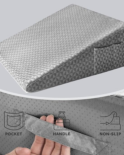 Bed Wedge Pillowcase 12" Wedge Pillow Cover Cooling and Breathable Replacement Cover Dark Grey (Wedge Pillow Cover Only) - LeafyLoom