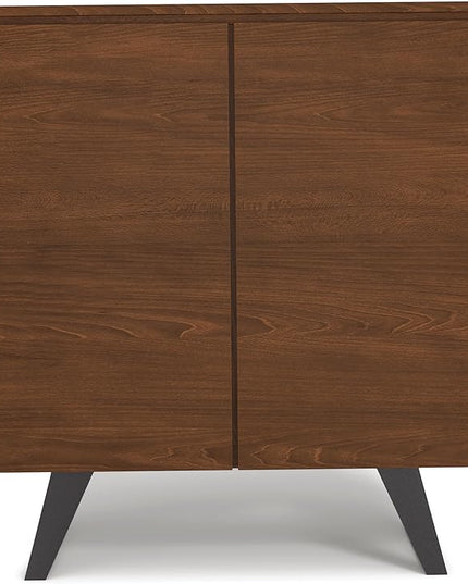 SIMPLIHOME Lowry 39 Inch Wide Modern Industrial Medium Storage Cabinet in SOLID WALNUT WOOD, For the Living Room, Entryway and Family Room - LeafyLoom