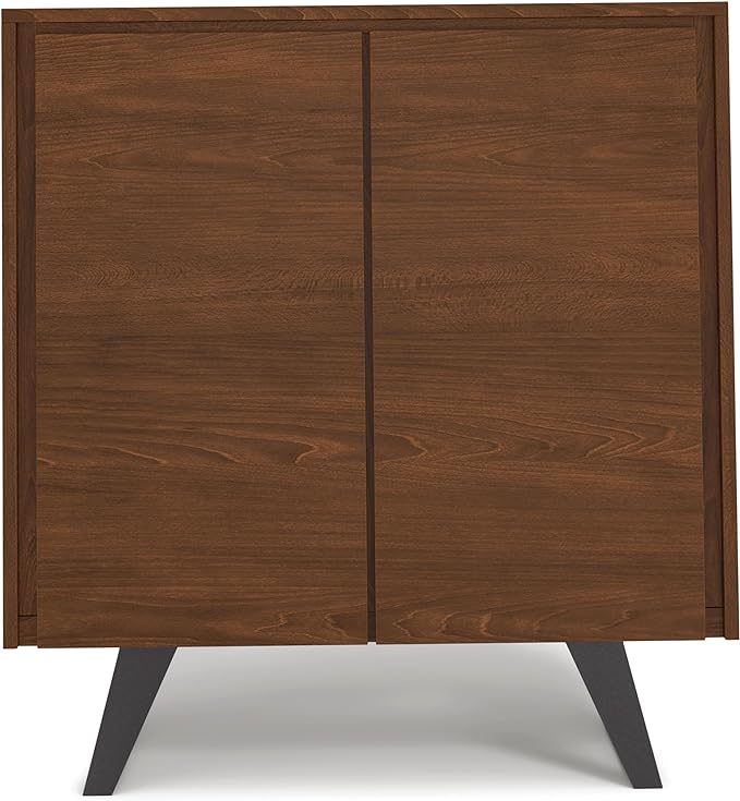 SIMPLIHOME Lowry 39 Inch Wide Modern Industrial Medium Storage Cabinet in SOLID WALNUT WOOD, For the Living Room, Entryway and Family Room - LeafyLoom