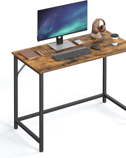 VASAGLE Computer Desk, Gaming Desk, Home Office Desk, for Small Spaces, 19.7 x 39.4 x 29.5 Inches, Industrial Style, Metal Frame, Rustic Brown and Black ULWD41X - LeafyLoom