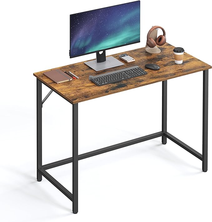 VASAGLE Computer Desk, Gaming Desk, Home Office Desk, for Small Spaces, 19.7 x 39.4 x 29.5 Inches, Industrial Style, Metal Frame, Rustic Brown and Black ULWD41X - LeafyLoom
