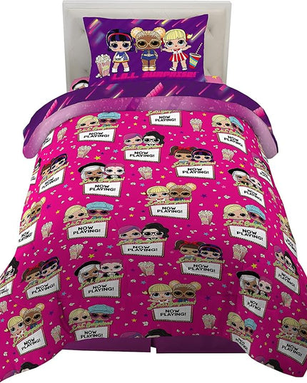 Franco Kids Bedding Super Soft Comforter and Sheet Set, 4 Piece Twin Size, LOL Surprise - LeafyLoom