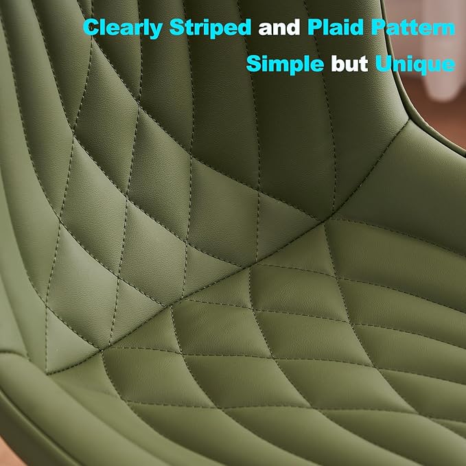 YOUTASTE Office Chair Armless Desk Chair Small Computer Swivel Rolling Chair with Wheels, Modern Upholstered PU Leather Computer Task Chair, Adjustable Home Office Desk Chairs, Olive Green - LeafyLoom