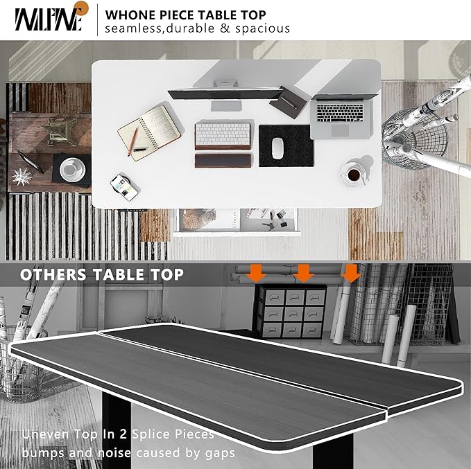 Whole Piece DeskTop Manual Standing Desk Adjustable Height- Crank Stand Up Desk, Sit Stand Desk with Frame Computer Desk - LeafyLoom