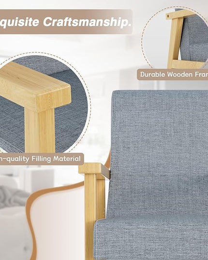 YESHOMY Mid-Century Modern Accent Chair with Solid Wood Frame and Thick Cushion for Living Room, Bedroom, Home Office, Set of 2, Gray - LeafyLoom