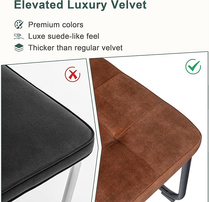 Mid Century Modern Dining Chairs Set of 2, Rattan Cantilever Kitchen Chairs, Dining Room Chairs Burnt Orange Upholstered, Solid Wood Cane Back, Black Stainless Chrome Base Heavy Duty - LeafyLoom