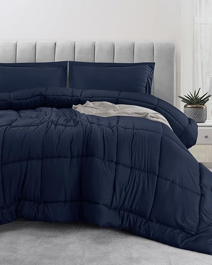 Utopia Bedding Queen Size Comforter Set with 2 Pillow Shams, Bedding Comforter Sets, Down Alternative Navy Comforter, Soft and Comfortable, Machine Washable (Pack of 4) - LeafyLoom