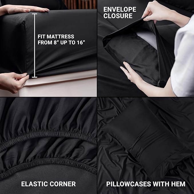 Utopia Bedding Twin Bed Sheets Set - 3 Piece Bedding - Brushed Microfiber - Shrinkage and Fade Resistant - Easy Care (Twin, Black) - LeafyLoom