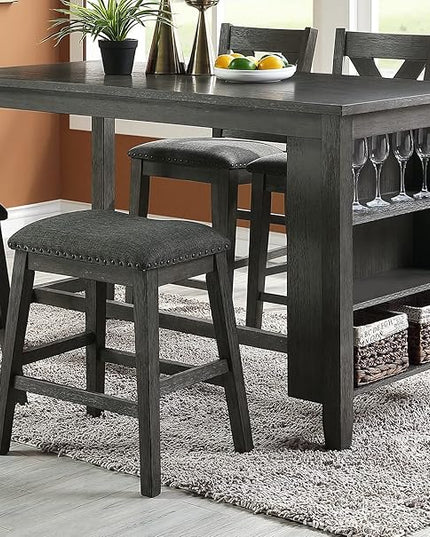 NicBex 60Inch Rectangular Dining Table,Counter Height Kitchen Table with Solid Wood Tabletop and Storage Shelves for 4 to 6,Dining Room Table for Kitchen,Small Space,Dining Living Room,Easy Clean,Gray - LeafyLoom