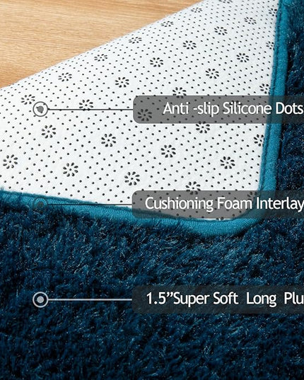Softlife Rug for Living Room 6x9 Feet Area Rug for Bedroom Super Soft Shaggy Rugs for Kids Room Fluffy Fuzzy Carpets Long Plush Bedside Rug Nursery Christmas Home Decoration for Boys Girls, Navy Blue - LeafyLoom