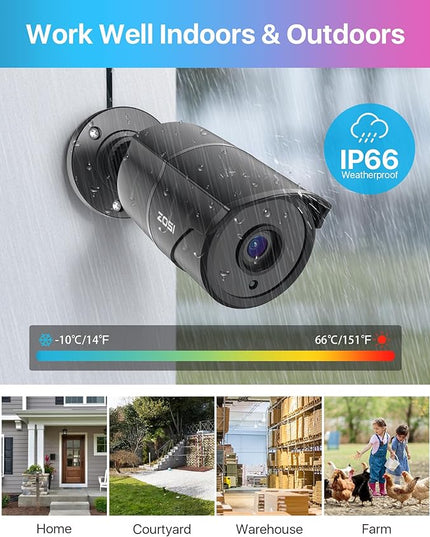ZOSI 1080p HD-TVI Home Security Camera with Audio,Built-in Mic,Night Vision,1920TVL 2MP Outdoor CCTV Cam Only Compatible with ZOSI 3K Lite Analog DVR ZOSI