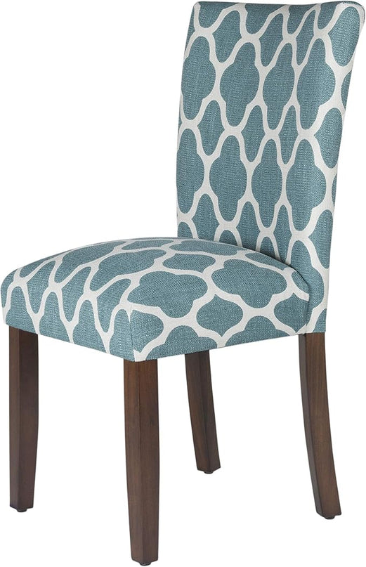HomePop Parsons Classic Upholstered Accent Dining Chair, Set of 2, Teal and Cream Geometric - LeafyLoom