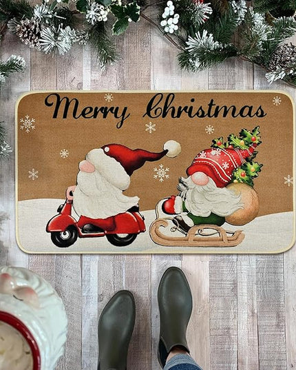 Vanleonet Merry Christmas Gnome Door Mat, Christmas Welcome Decorative Doormat,Winter Xmas Holiday Front Porch Rugs, Outdoor Indoor Entrance Doormat, Front Door Mats Floor Mat, 29 x 17 Inch Vanleonet