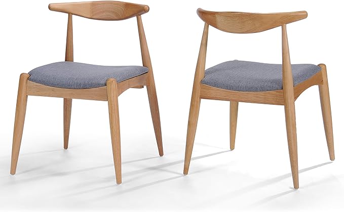 Christopher Knight Home Francie Fabric with Oak Finish Dining Chairs, 2-Pcs Set, Grey / Oak - LeafyLoom