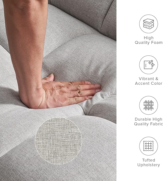 mopio Aaron Couch, Small Sofa, Futon, Sofa Bed, Sleeper Sofa, Loveseat, Mid Century Modern Futon Couch, Sofa Cama, Couches for Living Room, Bedroom (Light Gray, Fabric) - LeafyLoom