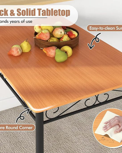 LUARANE 5-Piece Dining Table Set, Rectangular Dining Table with 4 Cushioned Chairs, Modern Wooden Breakfast Table Set for Small Spaces, Apartment, Dinette, Breakfast Nook, Black + Natural - LeafyLoom
