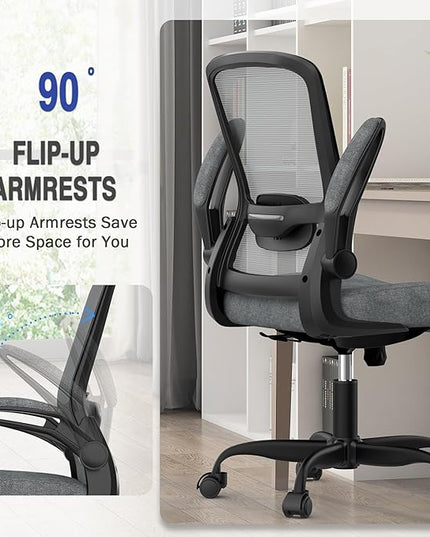 Office Chair, Ergonomic Desk Chair with Adjustable Lumbar Support, High Back Mesh Computer Chair with Flip-up Armrests-BIFMA Passed Task Chairs, Executive Chair for Home Office - LeafyLoom