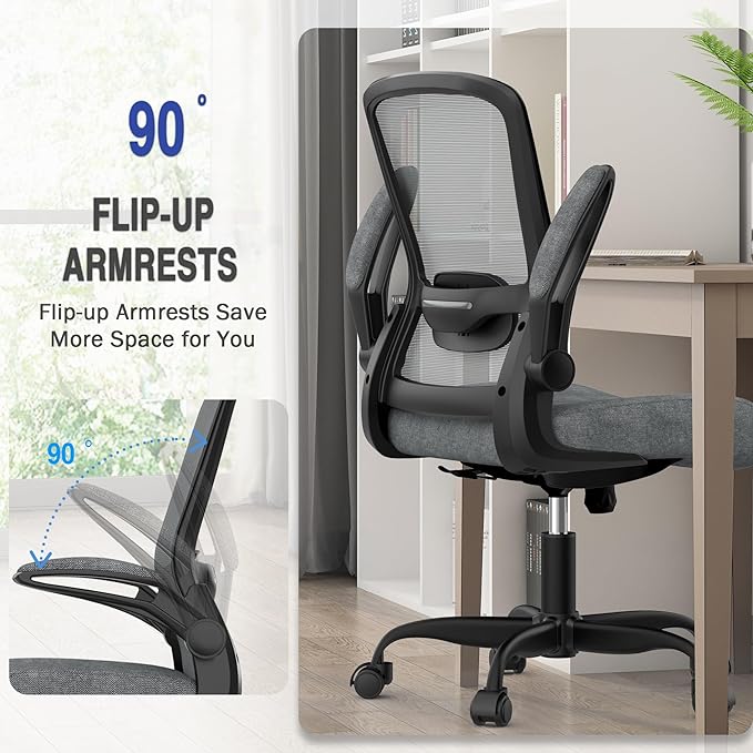 Office Chair, Ergonomic Desk Chair with Adjustable Lumbar Support, High Back Mesh Computer Chair with Flip-up Armrests-BIFMA Passed Task Chairs, Executive Chair for Home Office - LeafyLoom