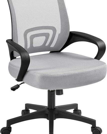 Yaheetech Ergonomic Office Chair Mid Back Computer Chair Mesh Desk Chair with Lumbar Support Armrest Executive Rolling Swivel Adjustable Task Chair for Adults, Grey - LeafyLoom