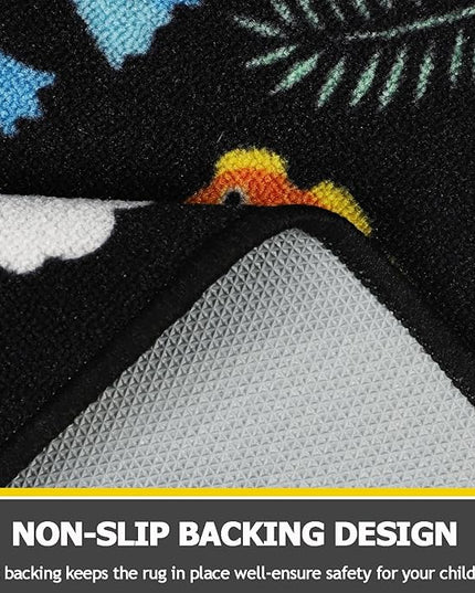 Capslpad Black Dinosaur Kids Play Rugs for Boys Bedroom Cute Cartoon Dinosaur Decor Kids Area Rug Non-Slip Washable Dinosaur Carpet Rugs for Kids Room,Playroom,Boys Bedroom,5'×6.6' - LeafyLoom