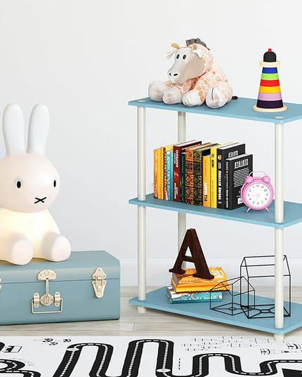 Furinno Turn-N-Tube 3-Tier Compact Multipurpose Shelf Display Rack, Light Blue/White - LeafyLoom