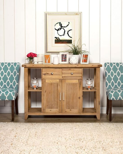 HomePop Parsons Classic Upholstered Accent Dining Chair, Set of 2, Teal and Cream Geometric - LeafyLoom