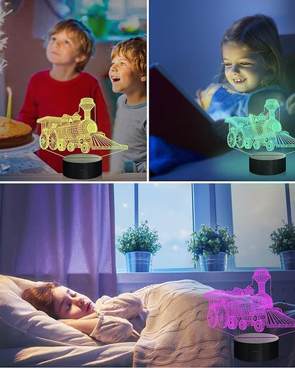 Attivolife Train 3D Gifts Lamp, Illusion Hologram Night Light with Remote Control 16 Color Changing, Kids Bedroom Decor Novelty Birthday Christmas Present for Train Model Collector Boy Men - LeafyLoom