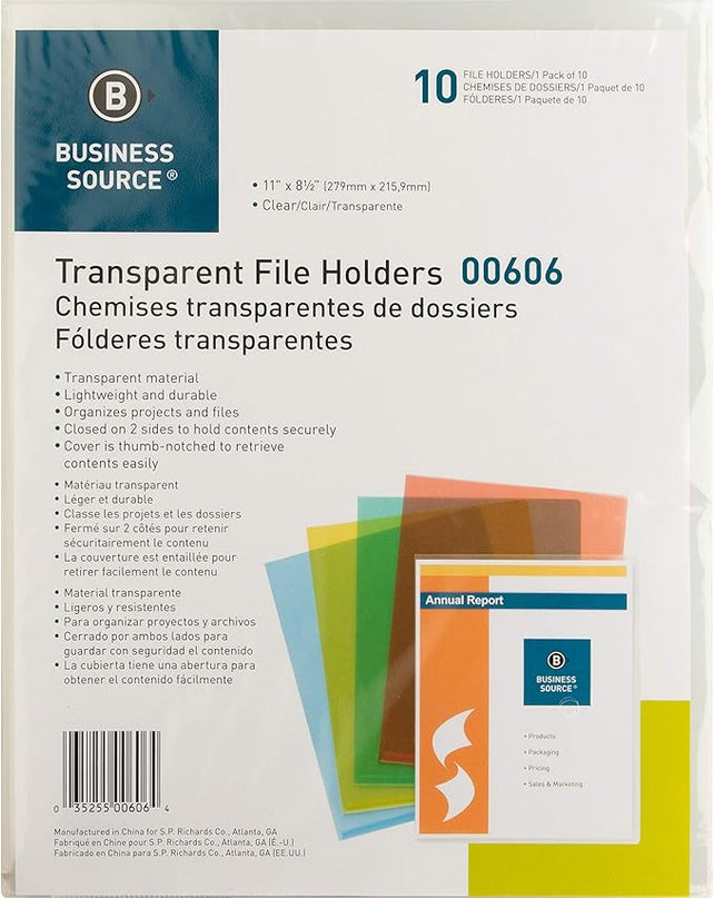 Business Source File Sleeve, Clear (00606BX) - LeafyLoom