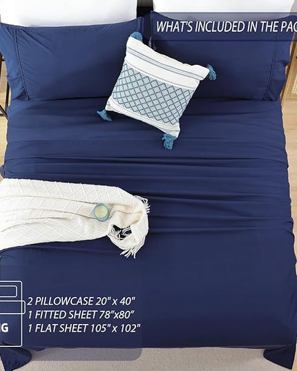 Whitney Home Textile King Sheet Set - 4 Piece Luxury Cooling Bed Sheets for King Size Bed, Silky Soft Sheets 16" Deep Pocket, Hotel Bedding Sheets and Pillowcases, Wrinkle Free Oeko-Tex Sheets - LeafyLoom