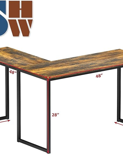 SHW 48-Inch Mission L-Shaped Home Computer Desk, Rustic Brown - LeafyLoom