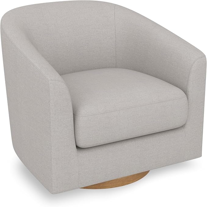 Sunny Heart Swivel Accent Chair, Fabric Swivel Barrel Chair, Swivel Club Chair with Wood Base, Modern Upholstered Armchair, Cozy Chairs for Living Room, Bedroom, Reading - LeafyLoom