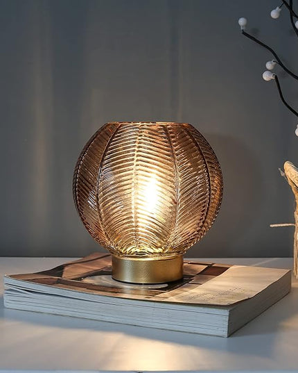 Battery Operated Lamp with Timer, Cordless Table Lamps with Led Bulb, Battery Powered Lamp Nightlight, Small Table Lamps for Living Room Decorative Beside Lamp for Corner Bedroom-Amber - LeafyLoom