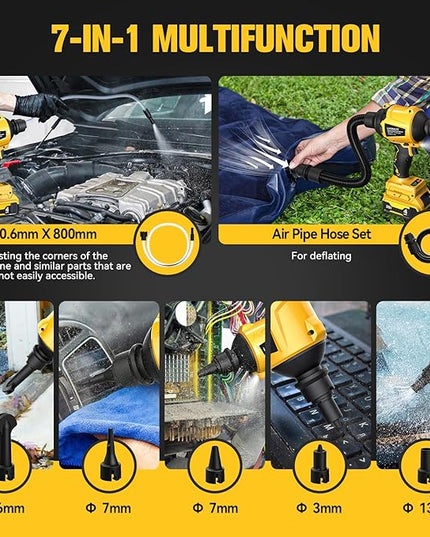 LIVOWALNY Cordless Dust Blower for Dewalt 20V Battery, Leaf Blower Brushless Handheld Blower Sawdust Blower 447 MPH/39 CFM for Garages, Sawmill Room, Workshop Cleaning, Home Improvement (No Battery) - LeafyLoom