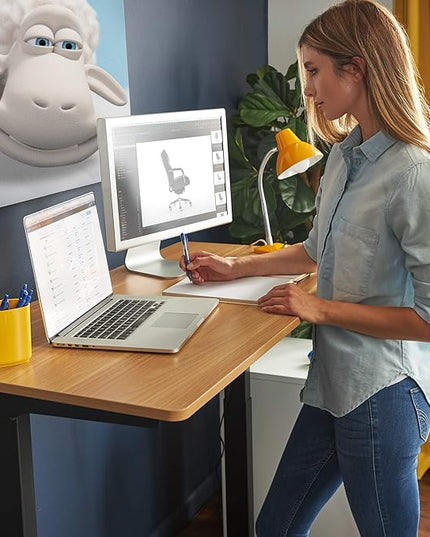 Serta Creativity Electric Height Adjustable Desk, 47" Inch Wood Desktop Sit Stand Table for Office, Work from Home Furniture, Easy to Assemble, Light Brown - LeafyLoom