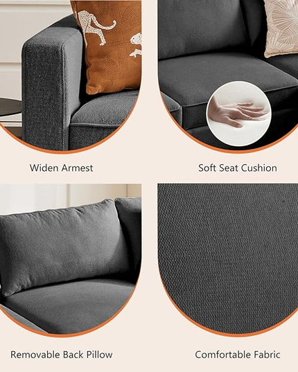 Sweetcrispy Convertible Sectional Sofa Couch, 4 Seat Sofa Set with Storage for Living Room, L-Shaped Modern Modular Sofa Sleeper with Ottoman, Comfy Sofa Couch with Extra Deep Seats, Grey - LeafyLoom