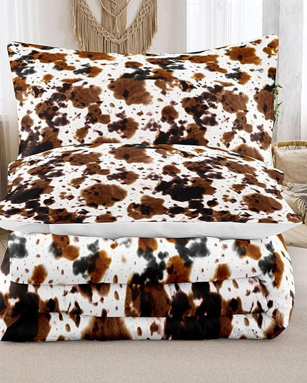 Tailor Shop Cow Print Comforter Sets Queen Size,Cow Print Bedding Set for Boys Teens Girls,Black White Queen Soft Microfiber Cowhide Bedding Set with 1 Comforter and 2 Pillowcases - LeafyLoom