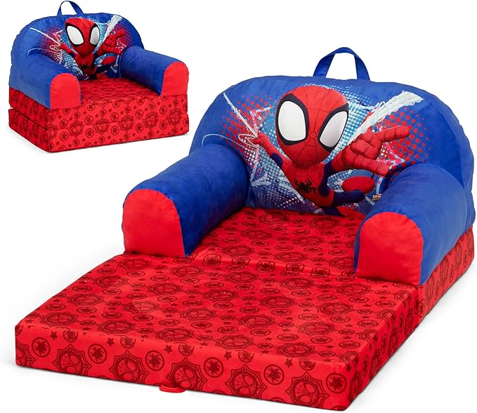 Delta Children Cozee Buddy Flip-Out Kids Chair, Spidey and His Amazing Friends - LeafyLoom