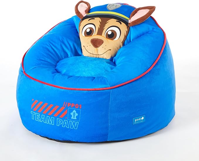 Idea Nuova Paw Patrol The Mighty Movie Hillside by pod Plush Kids Bean Bag Chair, 24" Wx24 Dx17 H - LeafyLoom
