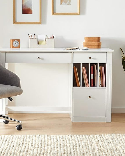 Walker Edison Modern Wood Computer Writing Desk Storage File Drawer Office Home Office Workstation Small, 48 Inch, White - LeafyLoom