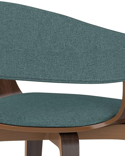 SIMPLIHOME Lowell Mid Century Modern Bentwood Dining Chair in Light Turquoise Blue Linen Look Fabric, For the Dining Room - LeafyLoom