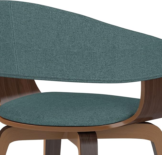 SIMPLIHOME Lowell Mid Century Modern Bentwood Dining Chair in Light Turquoise Blue Linen Look Fabric, For the Dining Room - LeafyLoom