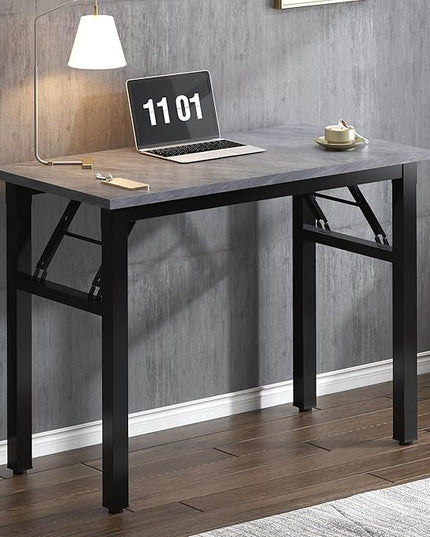 Need Small Computer Desk 31.5 inches Folding Table No Assembly Sturdy Small Writing Desk Folding Desk for Small Spaces, Grey AC5-8040-LB - LeafyLoom