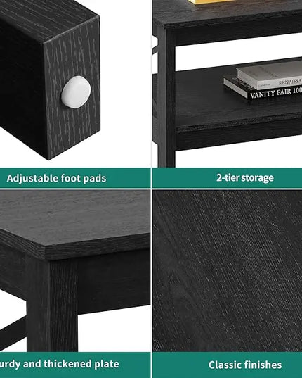 YITAHOME Coffee Table for Living Room,Modern Farmhouse Coffee Table with Storage,2-Tier Center Table for Living Room Wood Living Room Table Accent Cocktail with Sturdy Frame,Black - LeafyLoom