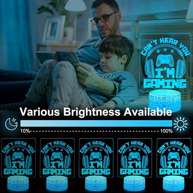 Can't Hear You I'm Gaming Night Light 16 Colors Changing with Remote&Touch Models Bedside Room Video Games Decor 3D Illusion Lamp as Men Gamers Teenagers and Kids Chritmas Birthday Gifts - LeafyLoom