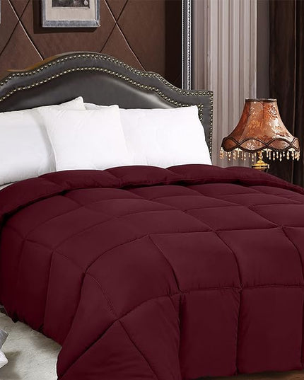Utopia Bedding All Season 250 GSM Comforter - Plush Siliconized Fiberfill - Box Stitched (Twin/Twin XL, Burgundy) - LeafyLoom