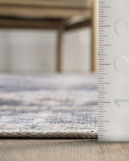 nuLOOM Finley Machine Washable Vintage Distressed Ultra Thin Area Rug, 3' x 5', Grey - LeafyLoom