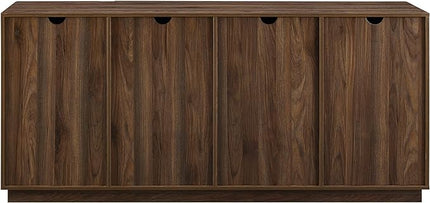 Walker Edison Liss Contemporary 4-Door Minimalist Sideboard, 70 Inch, Dark Walnut - LeafyLoom