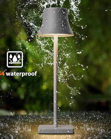 Cordless Table Lamp, Rechargeable Battery 5000mAh Metal Aluminum Housing USB LED Portable Powered Desk Lamp, 2 Levels Brightness Night Light for Restaurants Bedroom Outdoor (ferrous gray) - LeafyLoom