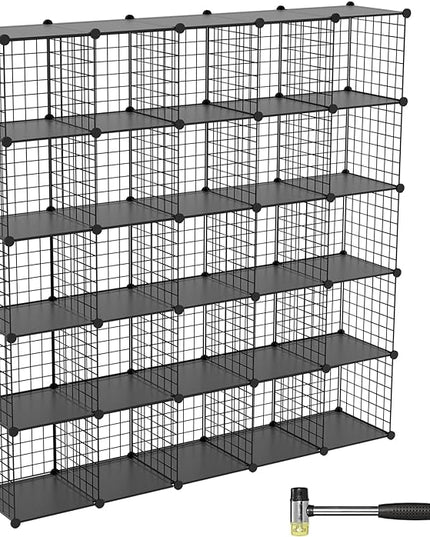 TUMUCUTE Wire Cube Storage Organizer, 25-Cube Metal Storage Shelves Bookshelf, Stackable Modular Closet Organizer for Bedroom Living Room, Office,Storage Shelves - LeafyLoom